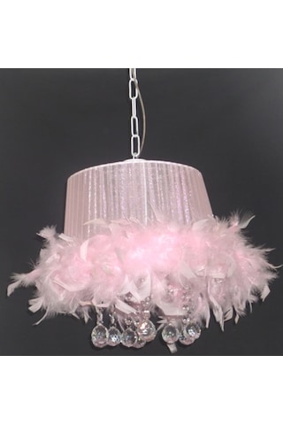 Pembe Tüylü Taşlı Yatak Odası Avizesi