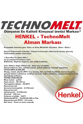 Henkel (Alman Markası) Technomelt Sıcak Silikon Kalın Şeffaf Mum (410850594)
