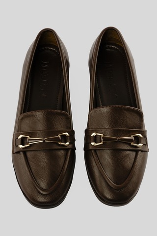 Kadın Loafer Gold Tokalı Günlük Ayakkabı Elio Kahverengi Kahverengi