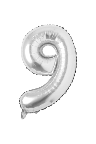 Folyo 9 Rakamı Balon 100 Cm Gümüş Gri Büyük Boy 40inc Dokuz Rakam Folyo Balon