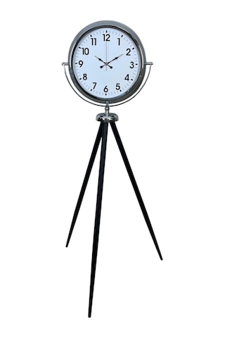 Krom Dekoratif Tasarım Tripod Ayaklı Saat Çok Renkli