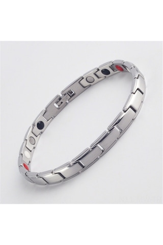 Moveevo Bayanlar İçin Sağlıklı Kullanimlı Manyetik Bileklik - Gümüş Renkli Magnetik Bilezik - Kolye Aksesuarı EP87