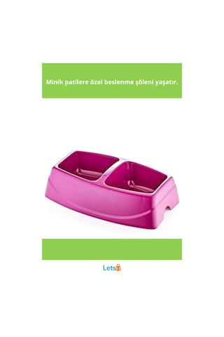 Mor Mavi Yeşil Pembe İkili Küçük Mama Kabı 1. Sınıf Plastik