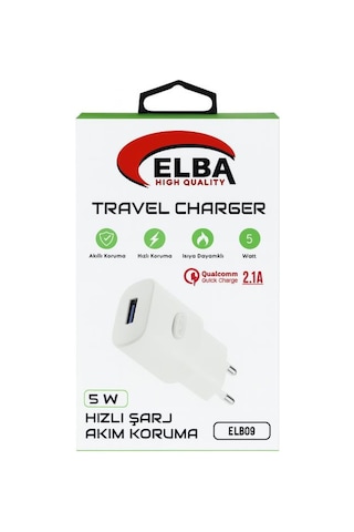 Elba Elb09 5w 2.1a Hızlı Şarj Akıllı Koruma Usb Ev Şarj Cihazı