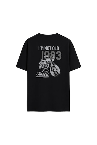 Black Nova Oversize Baskılı Unisex %100 Pamuk T-shirt Old Classic Siyah