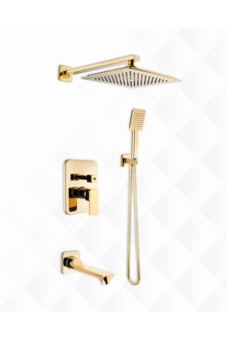 Gold 3 Yollu Ankastre Duş Batarya Seti Gold