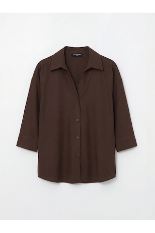 Lc Waikiki Kahverengi Oversize Kadın Gömlek