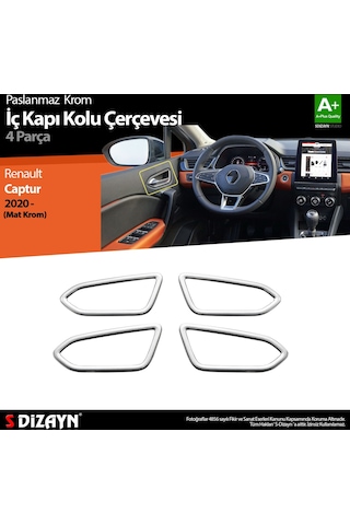 S-Dizayn Renault Captur 2 Krom İç Kapı Kolu Çerçevesi 4 Prç. 2020