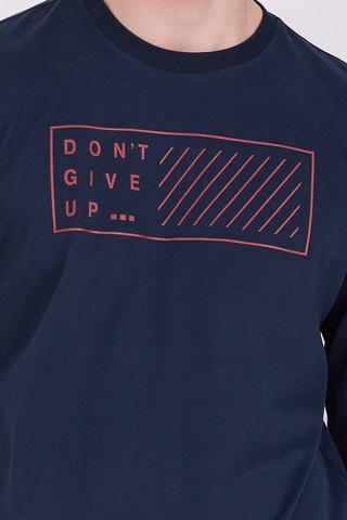 Arnetta Dont Give Up Navy Erkek Uzun Kol Pijama Takım