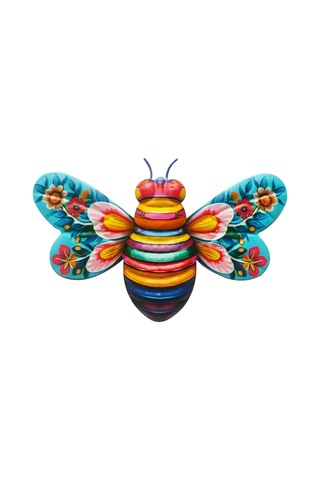 Duvar Asma Art Bee 3d Heykel Bees Duvar Sanatı Oturma Odası Bahçe Yatak Odası İçin Dış Mekan Dekorasyon Bluish Red