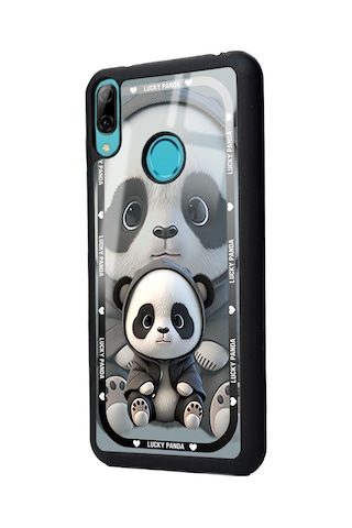 Huawei Y6 2019 White Lucky Panda Tasarımlı Glossy Telefon Kılıfı Çok Renkli