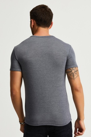 Alexandergardı Slim Fit Basic T-shirt E22-746a Koyu Gri