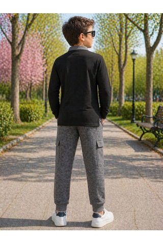 Alexandergardi Alexandergardı Polo Yaka Çocuk Sweatshirt Siyah