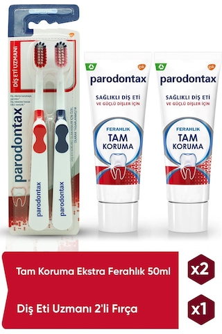 Parodontax Tam Koruma Ekstra Ferahlık Diş Macunu 2 x 50 ML + Parodontax Diş Eti Uzmanı Diş Fırçası 2'li