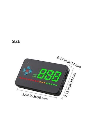 Moveevo Araç Gps Hud Sürücü Gösterge Paneli, 3.5" Hd Ekran, Hız Alarmı, Konum Gösterimi, Usb Şarjlı, Evrensel Uyumlu