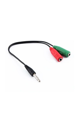 3 Çizgili+2 X Stereo Dişi Mikrofon Hoparlör Çoklayıcı Kablo 20 Cm