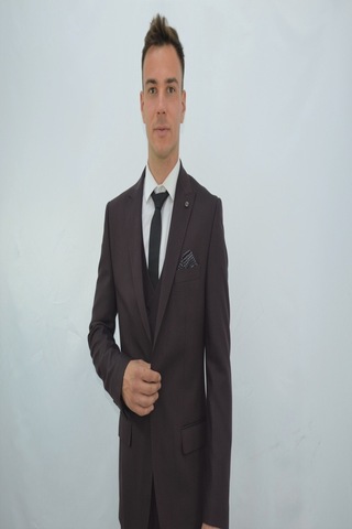 Presto Erkek Yelekli Slimfit Takım Elbise 6 Drop Bordo-773-800 Bordo