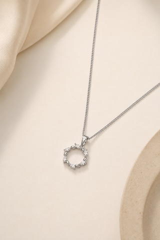 Balenbi Jewelry Kadın Taşlı Halka Figürlü Gümüş Renk Kararmaz Çelik Kolye 1159