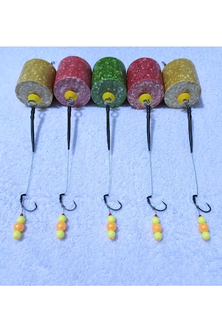 5 Adet Küspeli Yüzen Janjan Turuncu Ve Sarı Boncuklu Sazan Takımı