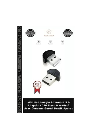 Mini Usb Dongle Bluetooth 5.0 Adaptör Yd50 Siyah Masaüstü Araç Donanım Gereci Pratik Aparat