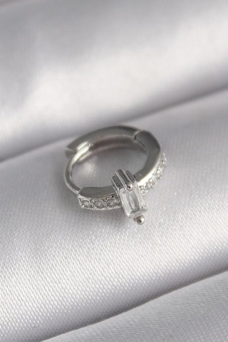 Mey İthalat 316l Çelik Gümüş Renk Zirkon Taşlı Tragus Piercing 26988527
