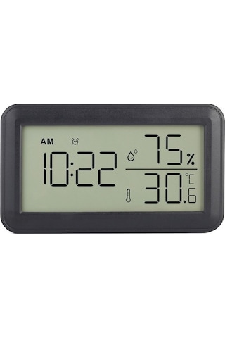 Goldenqian Termometre Higrometre Iç Mekan, Çalar Saatli, Lcd Dijital Sltyuk Siyah