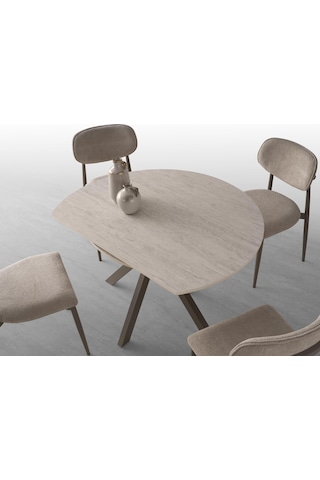 Nova T Yuvarlak Açılır Mutfak Masa Sandalye Takımı 70x120cm Krem