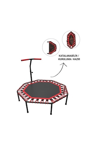 Sekizgen Katlanabilir Trambolin Ev Tipi Katlanır Zıplama Kırmızı Trambolin