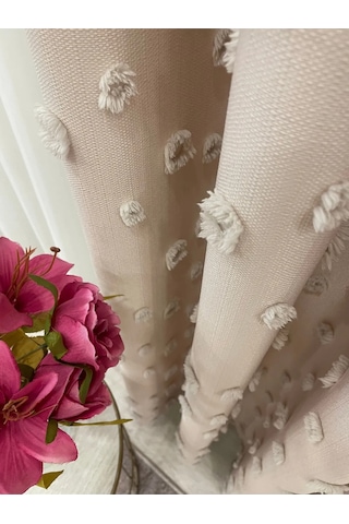 Brillant Carla Puffy Püsküllü Perde İstenilen Tüm Ölçülerde Bej Bej