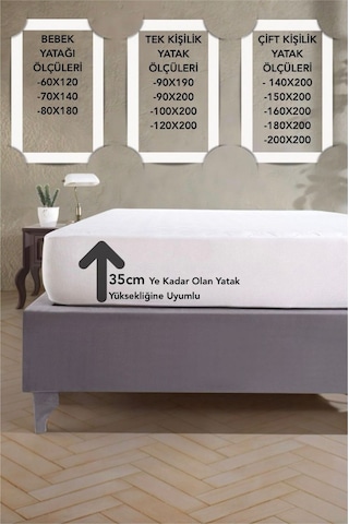 Colorful Micro Fitted Full Kenar Sıvı Geçirmez Yatak Koruyucu Alez Gri