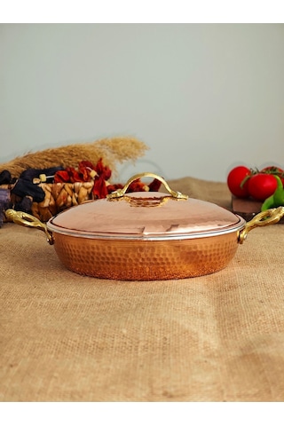 Modabakır Bakır Kapaklı Tava 20 Cm Model:5655s Bakır