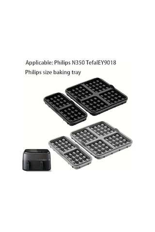 Elmpaly Siyah 2li Yapışmaz Waffle Kalıbı Hava Fritözü Uyumlu Yeniden Kullanılabilir