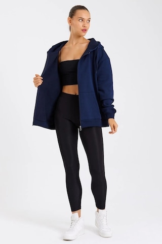 Kanguru Cepli Kapüşonlu Fermuarlı İçi Pamuklu Kadın Hırka 001 Lacivert