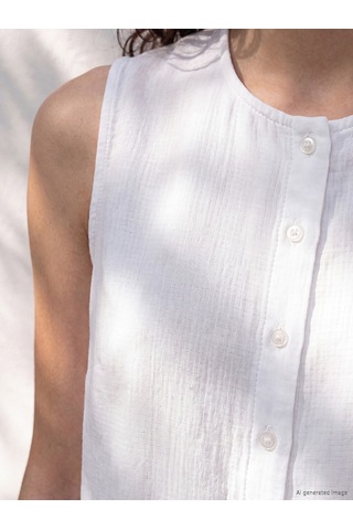 Lcwaıkıkı Petite Beyaz Bisiklet Yaka Bluz