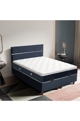 Çift Kişilik Stil Lacivert Yatak Baza Başlık Seti 3 Ü Bir Arada Konuma Özel Teslimat 160 x 200 CM