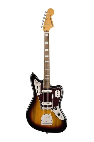 Squier 0374090500 Classic Vibe 70s Jaguar Elektro Gitar Orta Seviye Laurel Klavye, 3-color Sunburst, Vintage Karakterli Çalım