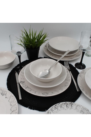 Spot 48 Parça Yemek Takımı Siyah