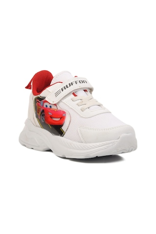 Beyaz Kırmızı Cırtlı Fileli Unisex Çocuk Spor Ayakkabı 2340 F Beyaz-kırmızı
