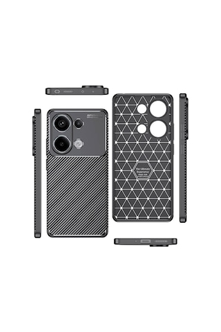 Apsuwa Xiaomi Redmi Note 13 Pro 4g Kılıf Negro Karbon Fiber Desen Silikon + Ekran Koruyucu Nano