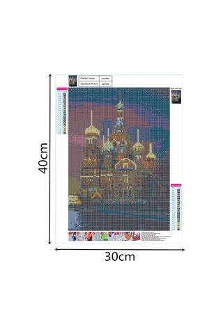 Yaleker Kale Desenli El Yapımı Elmas Boyama Seti - Kanvas Malzeme, 30x40 Cm, Tam Gereçli Diğer