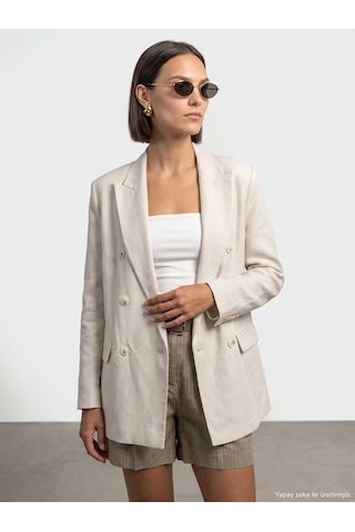 Dilvin 60815 Lyocell Karışımlı Blazer Ceket-bej