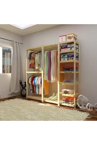 İdea - Açık Ahşap Elbise Dolabı