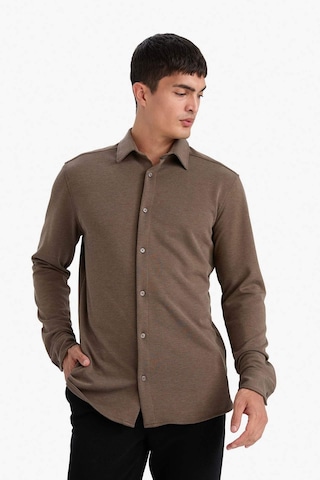 Defacto Modern Fit Polo Yaka Pike Uzun Kollu Gömlek F0330ax25aubn595 Kahve-bn595