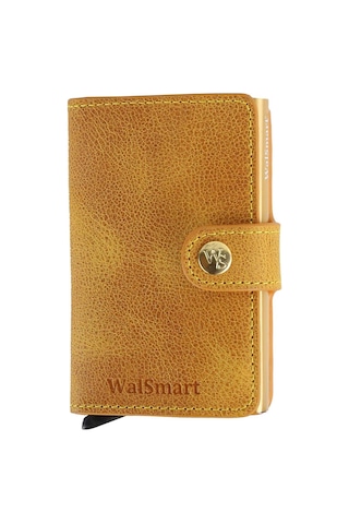 Walsmart Mini Crazy Akıllı Mekanizmalı Deri Cüzdan Sarı