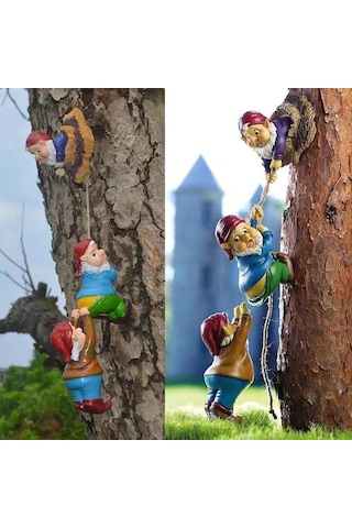 Tenfowee Minimalist Bahçe Figürü - Reçine Cüce Heykeli, Ağaçta Tırmanan Ornament, Modern Dekoratif Süs