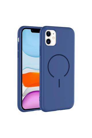 Zore Apple iPhone Uyumlu 11 Kılıf M-safe Şarj Özellikli Omsy Meta Kapak - Mürdüm