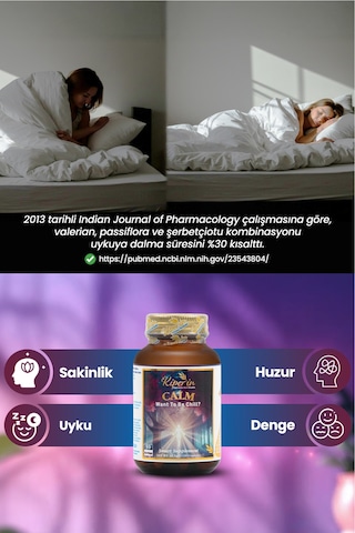Kiperin Calm ''relax'' Passiflora, Safran, 5-htp, Valerian, ... 9 İçerik 30 Günlük Akıllı Gıda Takviyesi