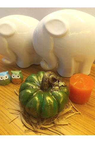 Büyük Boy El Boyaması Yeşil Kabak Biblo-dekoratif Ev Ürünü-rustik Hasat Kabak Figürü Yeşil