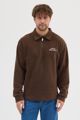 Polostate Erkek Tüylenme Yapmayan Soğuk Geçirmez Sweatshirt Kahverengi Kahverengi