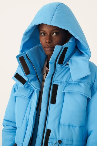 Perspective Kapüşonlu Şişme Uzun Kollu Mavi Kadın Mont 22270547